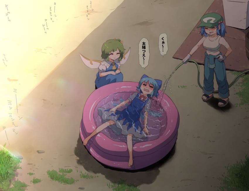cirno, kawashiro nitori, and daiyousei (touhou) drawn by shundou_heishirou