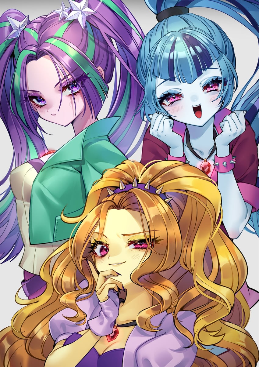 sonata dusk, adagio dazzle, and aria blaze (my little pony and 2 more) drawn by wikumi