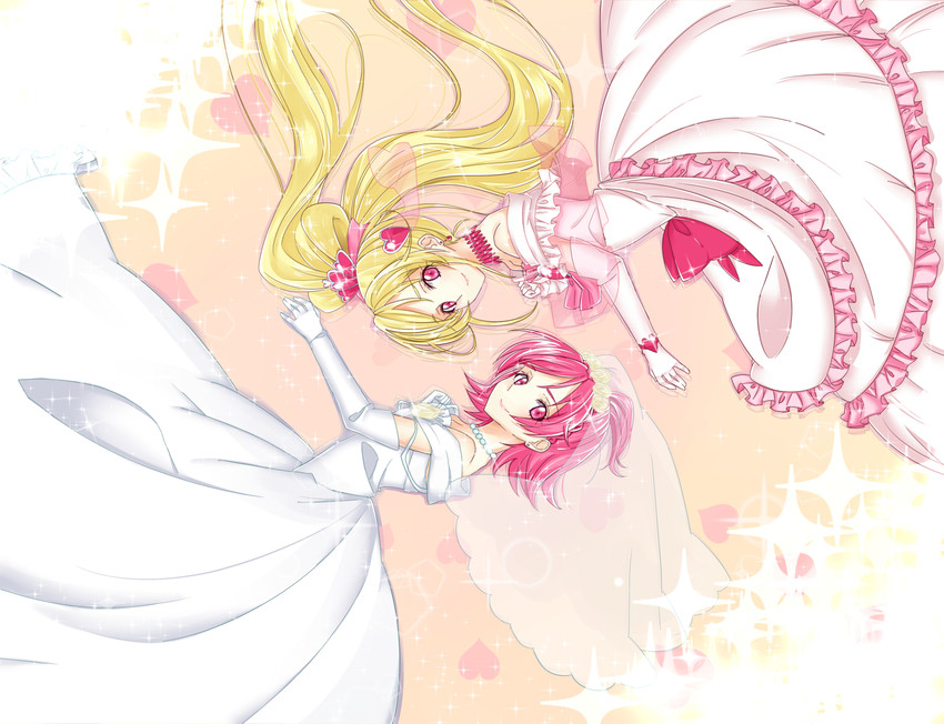 aida mana and cure heart (precure and 1 more) drawn by kannazuki09