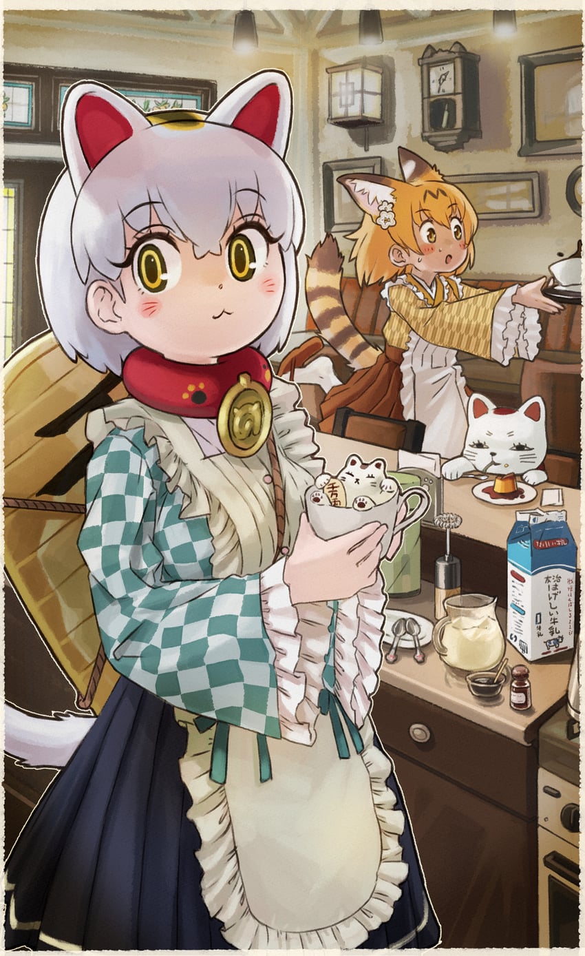 serval and maneki-neko (kemono friends and 1 more) drawn by toriny