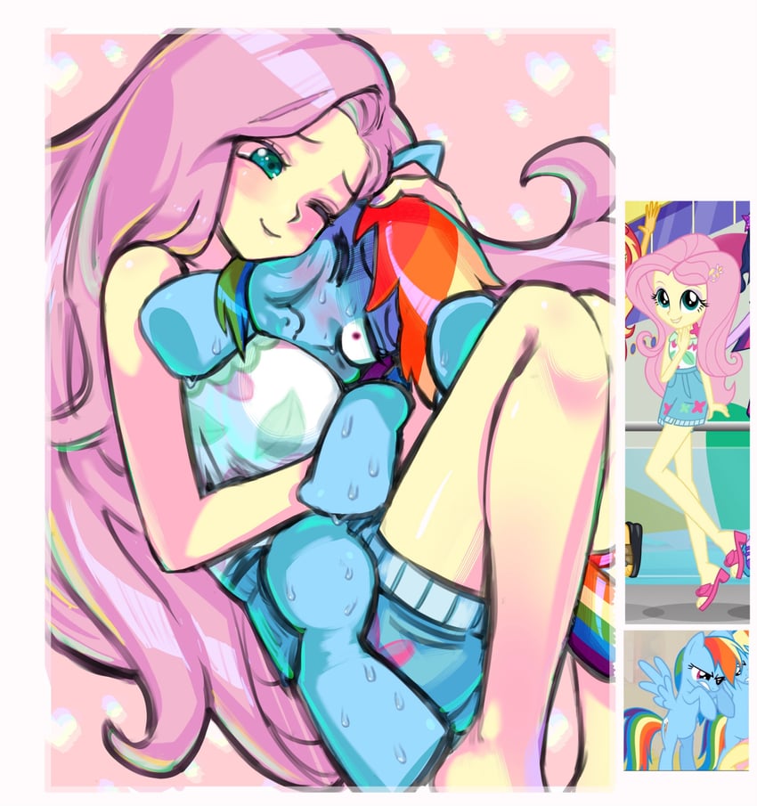 fluttershy and rainbow dash (my little pony and 2 more) drawn by ceitama_oppai