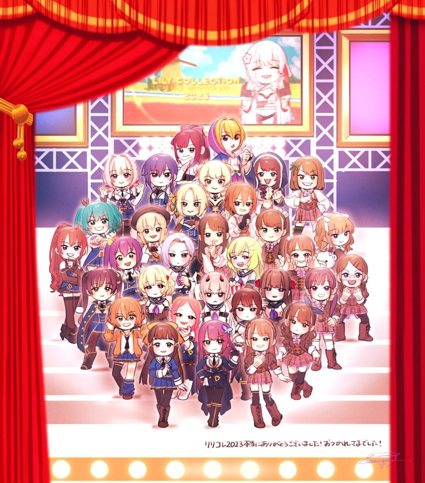 funada kiito, shiba tomoshibi, funada ui, fukuyama jeanne sachie, hishida haru, and 28 more (assault lily) drawn by komuzuka