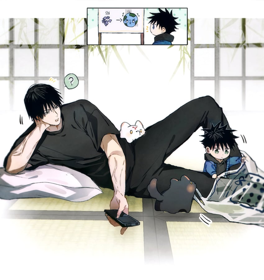 fushiguro megumi, fushiguro touji, and gyokuken (jujutsu kaisen) drawn by yoon_(dmsco1803)