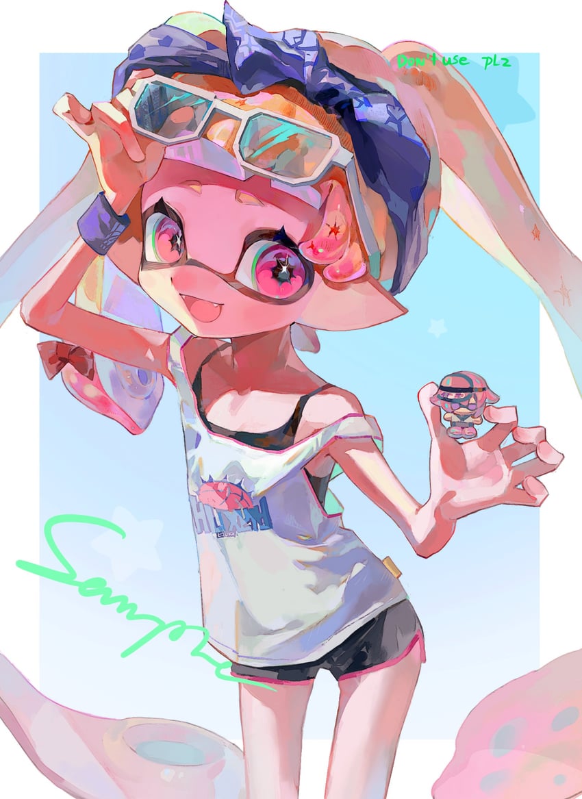 inkling player character and inkling girl (splatoon) drawn by uim_ase