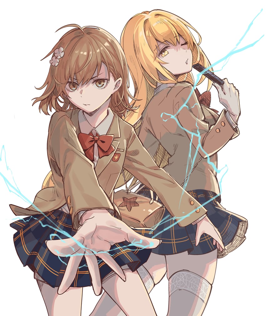 misaka mikoto and shokuhou misaki (toaru majutsu no index and 1 more) drawn by az_(zero_glvimayhop)