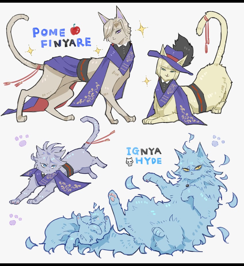 idia shroud, epel felmier, vil schoenheit, rook hunt, and ortho shroud (twisted wonderland) drawn by awara_kayu