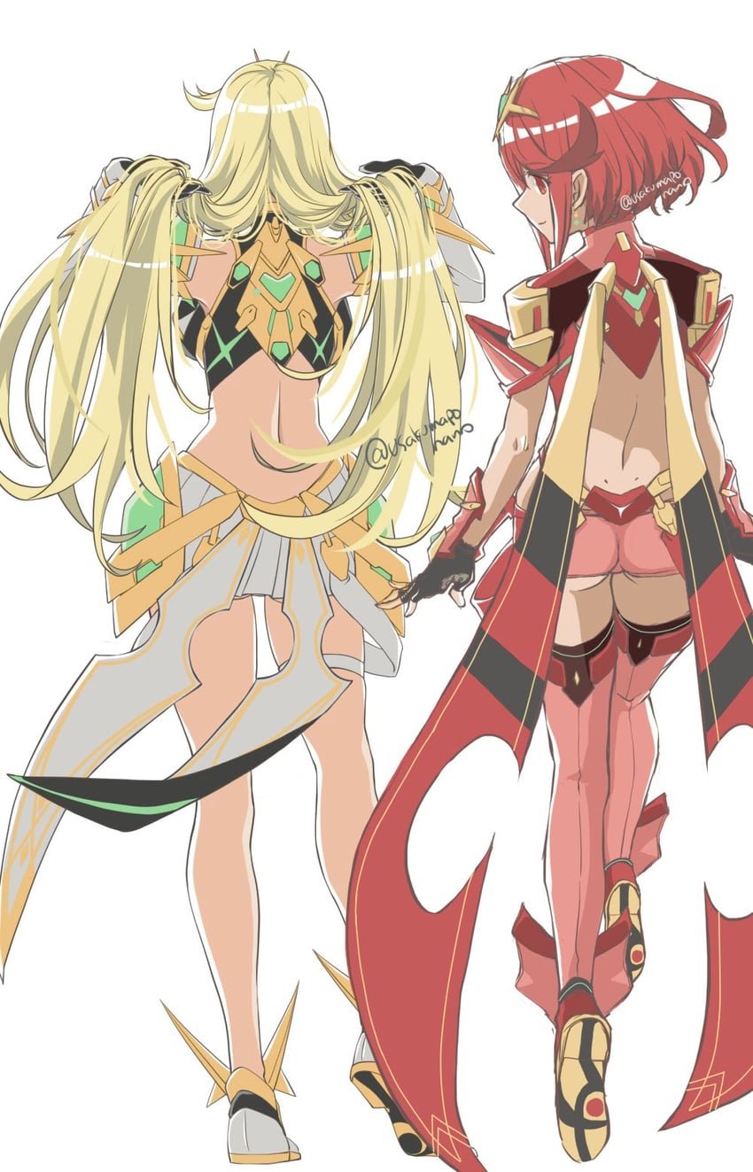 pyra and mythra (xenoblade chronicles and 1 more) drawn by usakumapo_nano