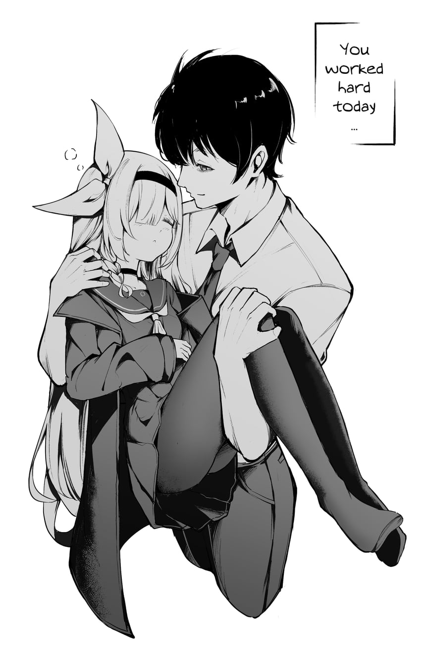 sensei and plana (blue archive) drawn by clover_dot_(clov_erd)