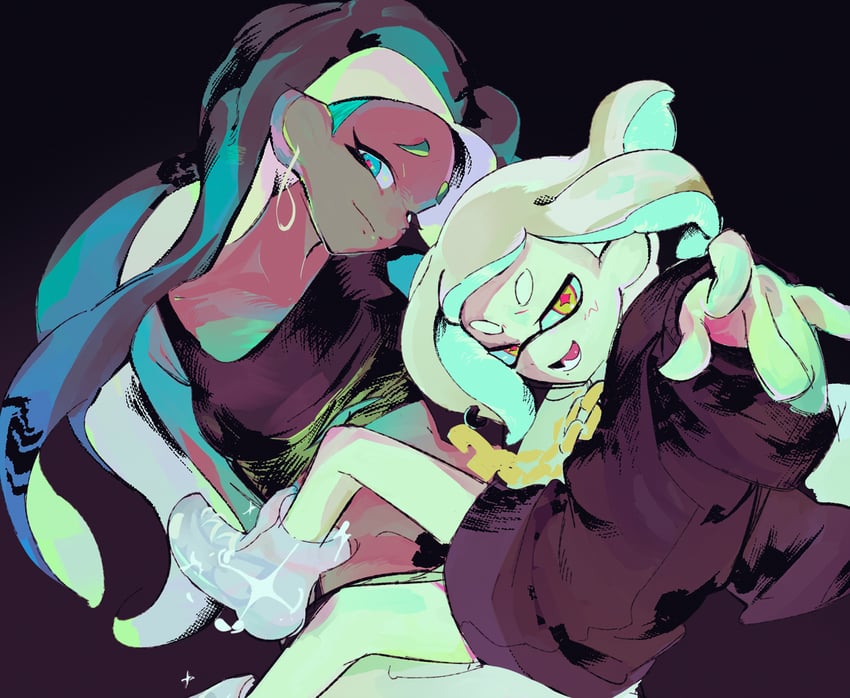 marina and pearl (splatoon and 1 more) drawn by ufs333