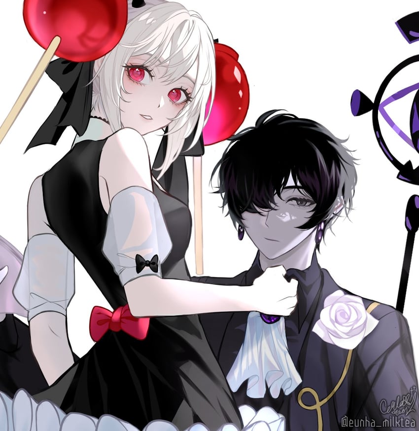 candy apple cookie and black sapphire cookie (cookie run and 1 more) drawn by eunha_milktea