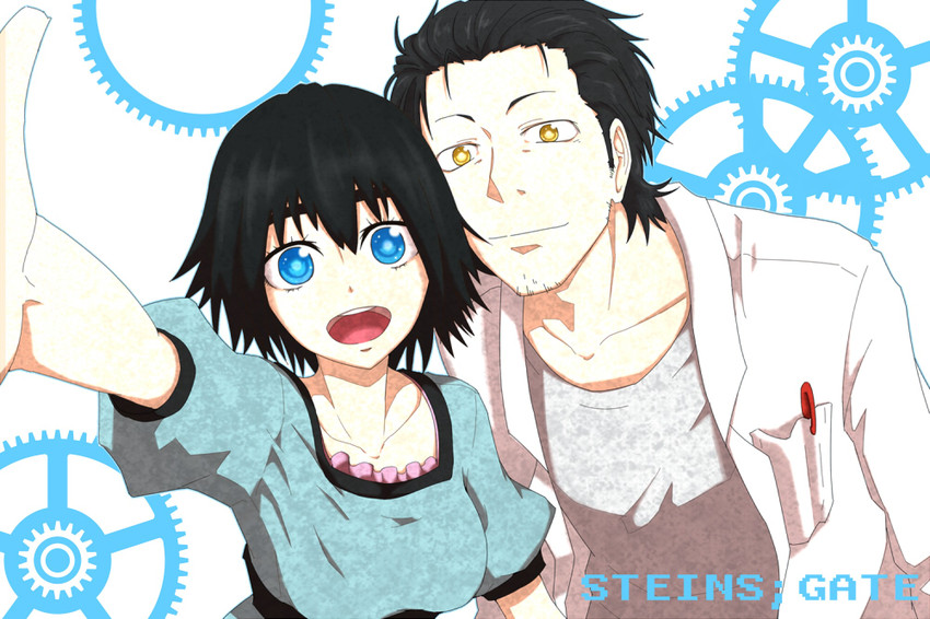okabe rintarou and shiina mayuri (steins;gate) drawn by birii