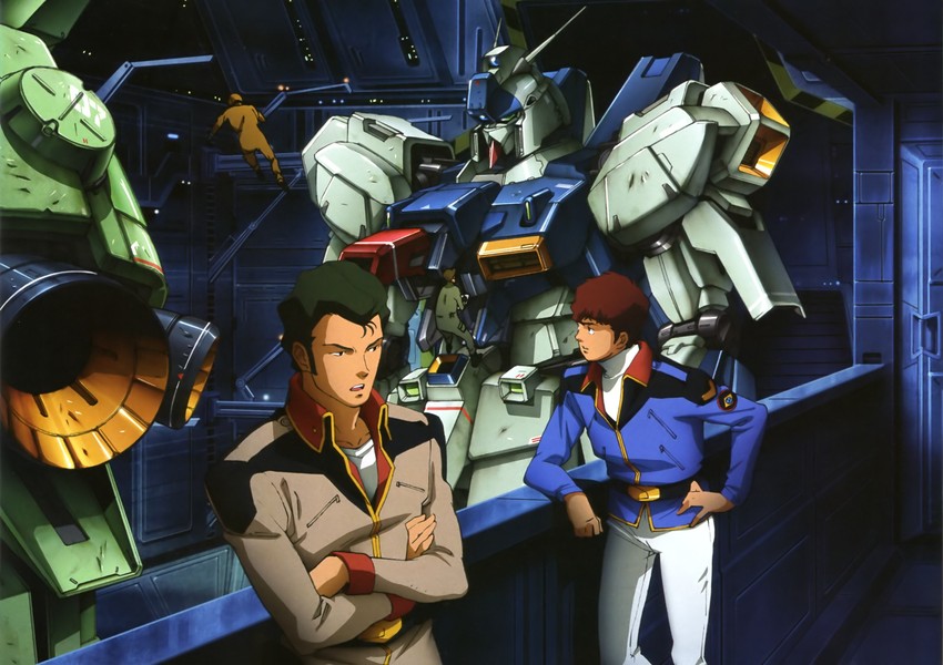 amuro ray, bright noa, jegan, and re-gz (gundam and 1 more)