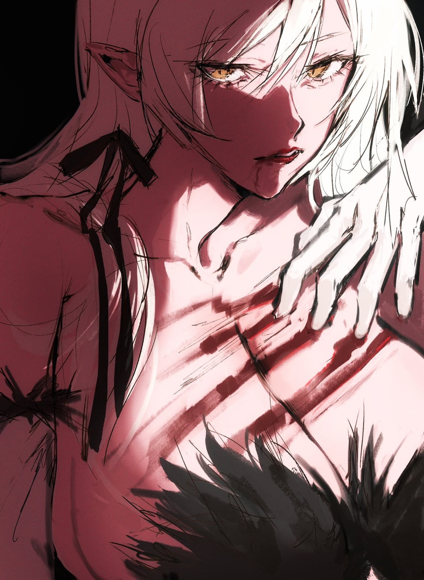 oshino shinobu and kiss-shot acerola-orion heart-under-blade (monogatari and 1 more) drawn by moku_(muooku)