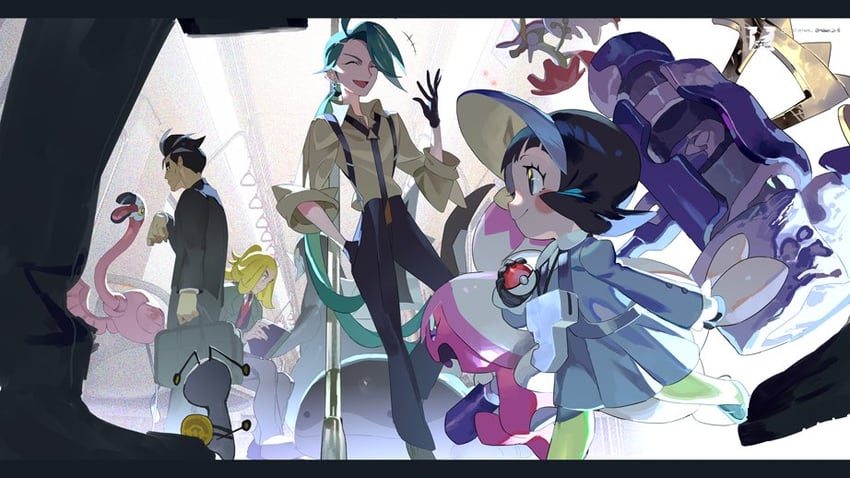 rika, poppy, larry, clodsire, tinkaton, and 5 more (pokemon and 1 more) drawn by e_volution