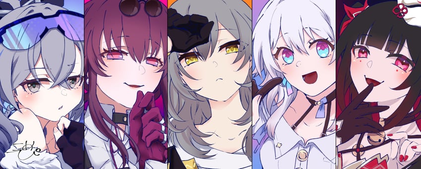 trailblazer, stelle, kafka, march 7th, sparkle, and 1 more (honkai and 1 more) drawn by komepikopi
