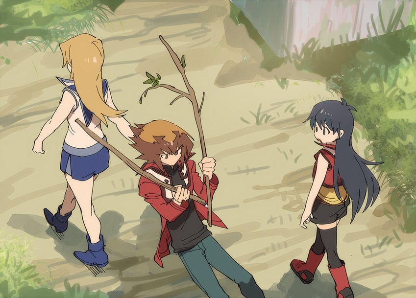 yuki judai, tenjouin asuka, and saotome rei (yu-gi-oh! and 1 more) drawn by aoki_(fumomo)