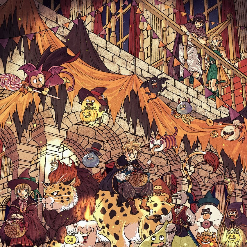 slime, bianca, hero, hero's daughter, healslime, and 14 more (dragon quest and 1 more) drawn by toriga
