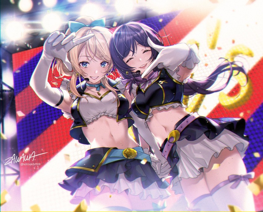 tojo nozomi and ayase eli (love live! and 1 more) drawn by zawawa_(satoukibi1108)