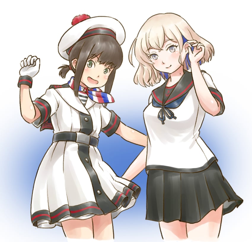 fubuki, fubuki kai ni, and gloire (kantai collection) drawn by karasu_(naoshow357)