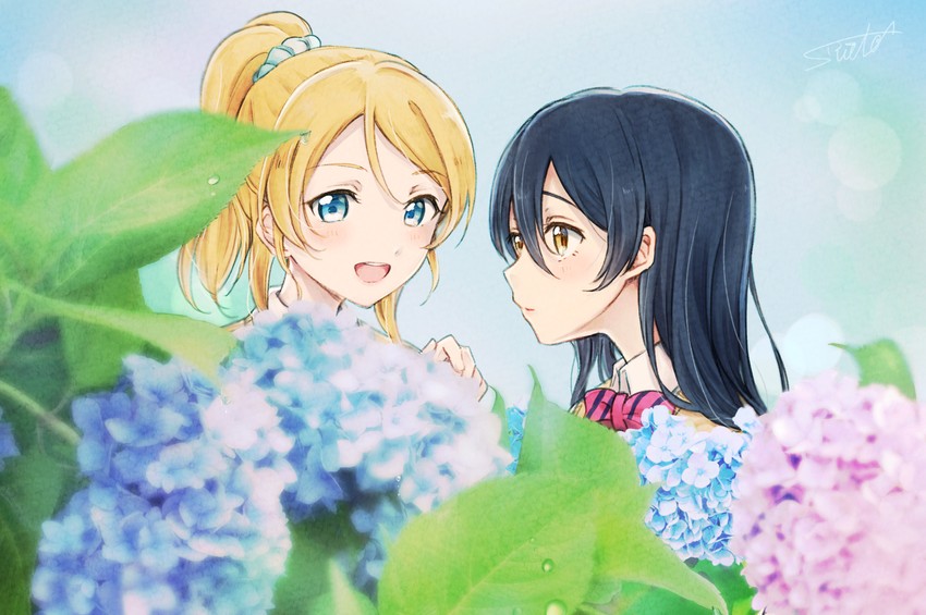 sonoda umi and ayase eli (love live! and 1 more) drawn by suito