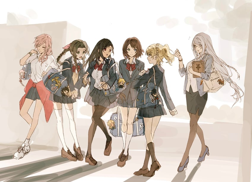 tifa lockhart, cloud strife, aerith gainsborough, zack fair, moogle, and 8 more (final fantasy and 5 more) drawn by asina71