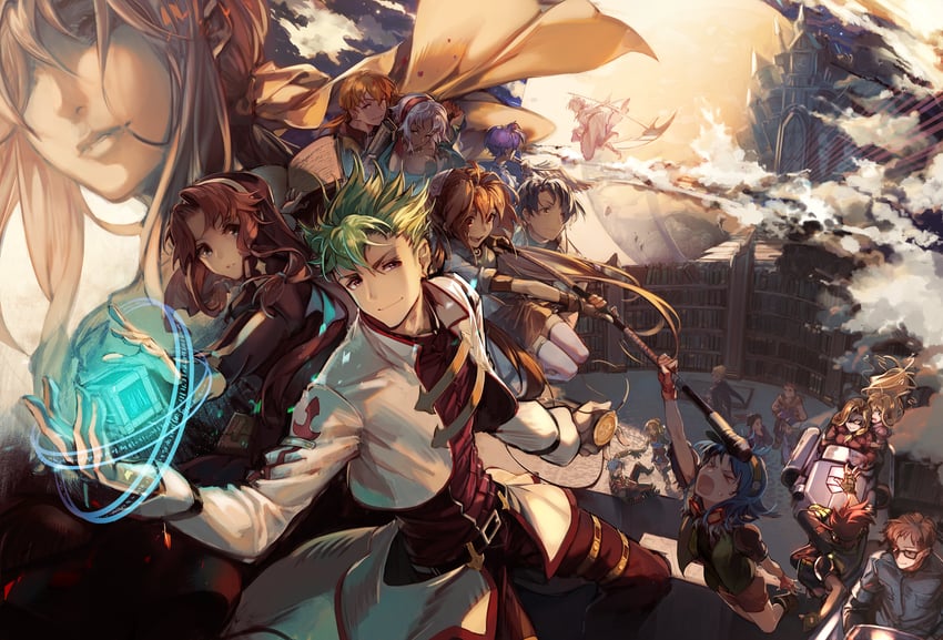 renne, estelle bright, joshua bright, tita russell, kloe rinz, and 14 more (eiyuu densetsu and 1 more) drawn by daijanaikedo