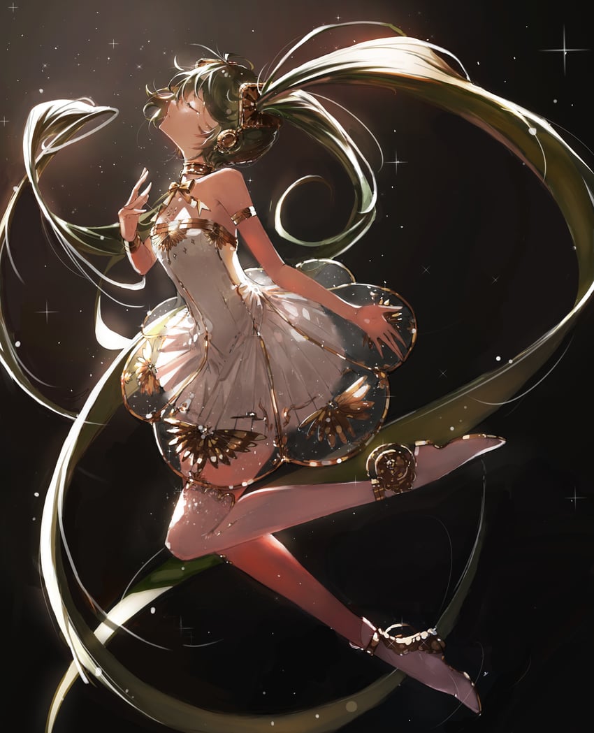 hatsune miku and gramophone miku (vocaloid and 1 more) drawn by feiemmm