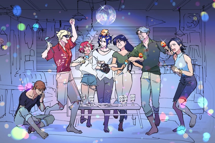 amate yuzuriha, char aznable, shuji ito, nyaan, challia bull, and 3 more (gundam and 1 more) drawn by beeeeetan