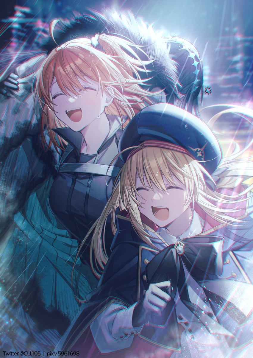 artoria pendragon, fujimaru ritsuka, artoria caster, and oberon (fate and 1 more) drawn by coyucom