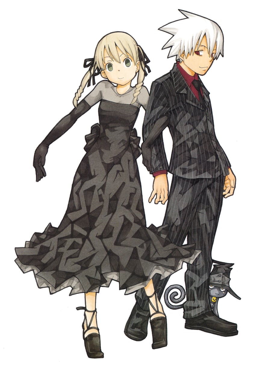 maka albarn, soul evans, and blair (soul eater) drawn by ohkubo_atsushi
