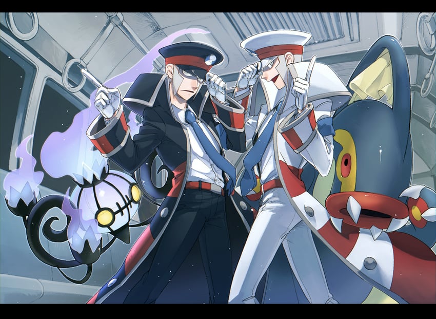 ingo, chandelure, emmet, and eelektross (pokemon and 1 more) drawn by akamtvahosi