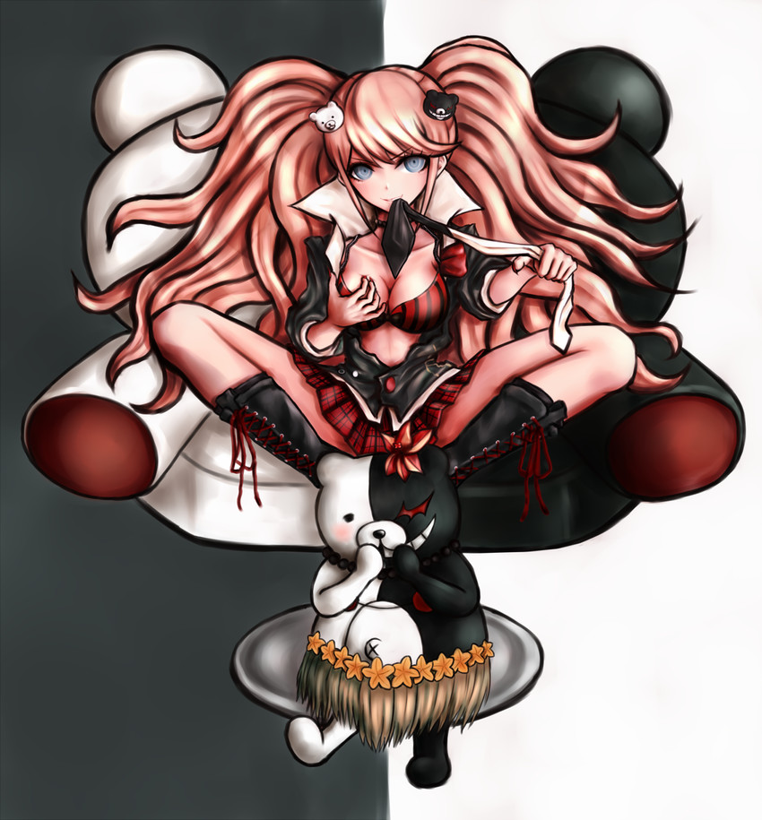 enoshima junko and monokuma (danganronpa and 1 more) drawn by oyume