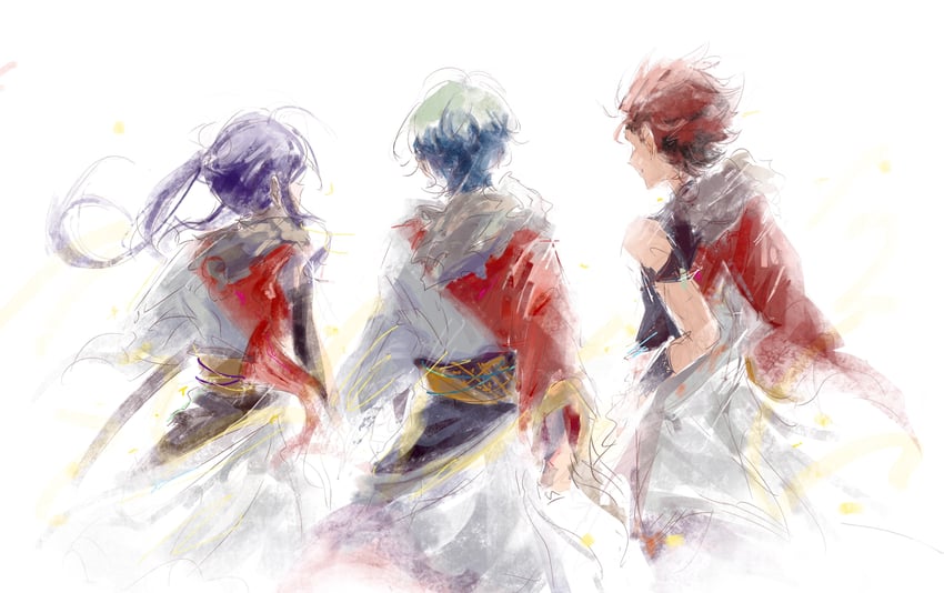 kanzaki souma, kiryu kuro, and hasumi keito (ensemble stars!) drawn by whiten_wolf