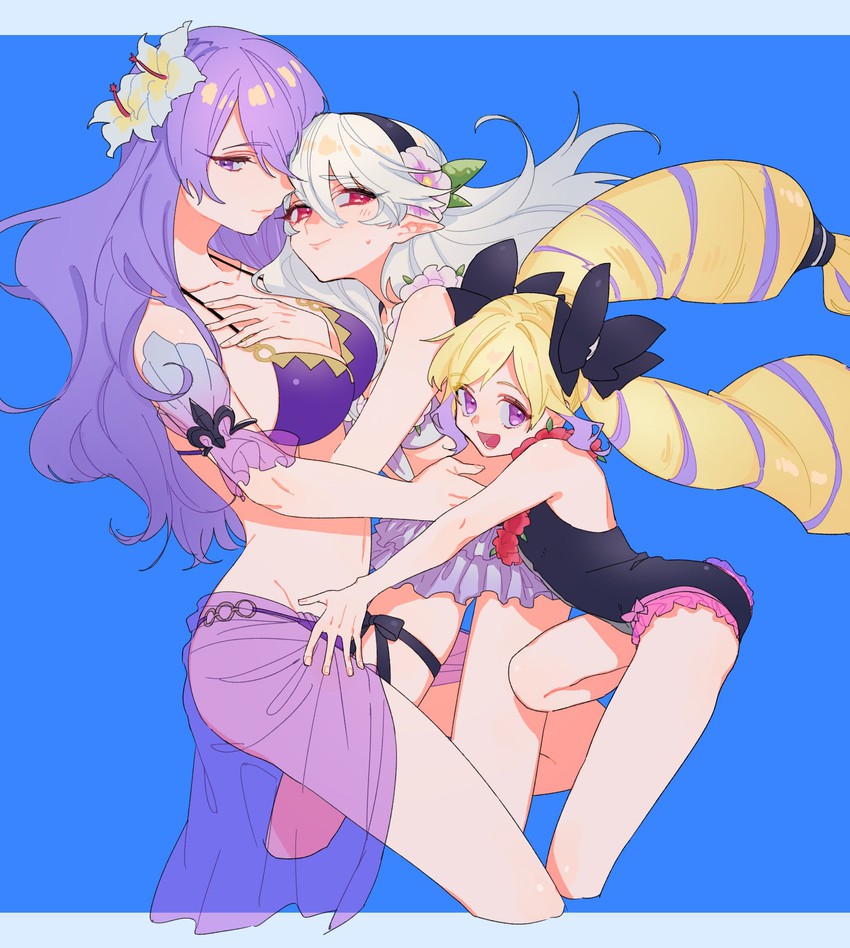 female corrin, camilla, and elise (fire emblem and 2 more) drawn by itou_(very_ito)