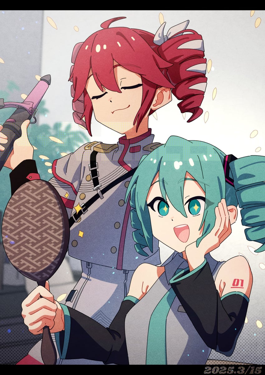 hatsune miku and kasane teto (vocaloid and 2 more) drawn by fin_gocco