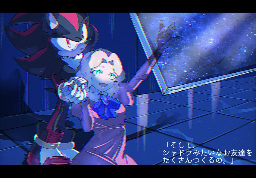 shadow the hedgehog and maria robotnik (sonic and 1 more) drawn by 6v6_1212