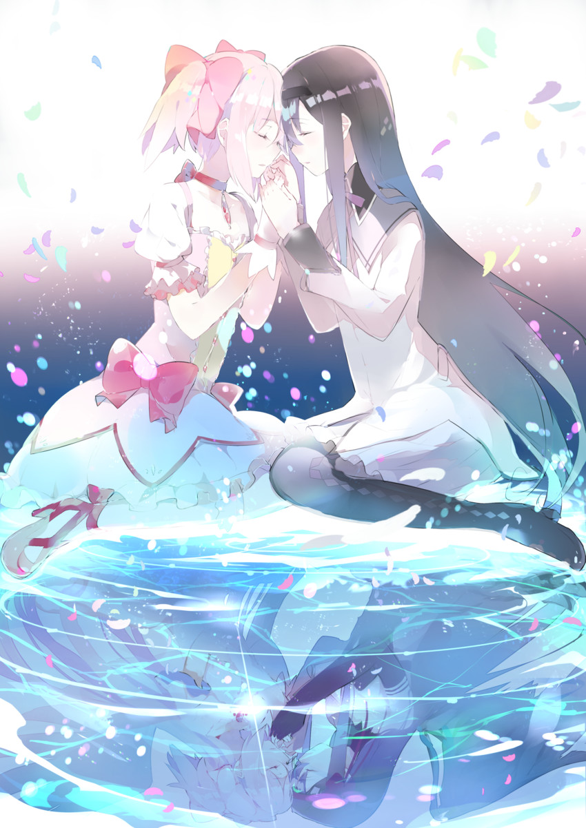 akemi homura, kaname madoka, ultimate madoka, and akuma homura (mahou shoujo madoka magica and 1 more) drawn by atsumi_jun