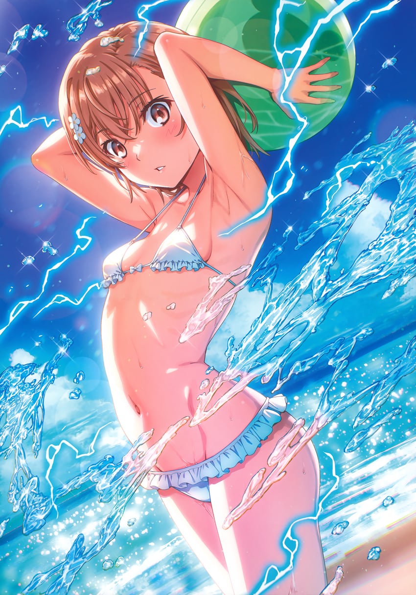 misaka mikoto and gekota (toaru majutsu no index and 1 more) drawn by isshi_pyuma