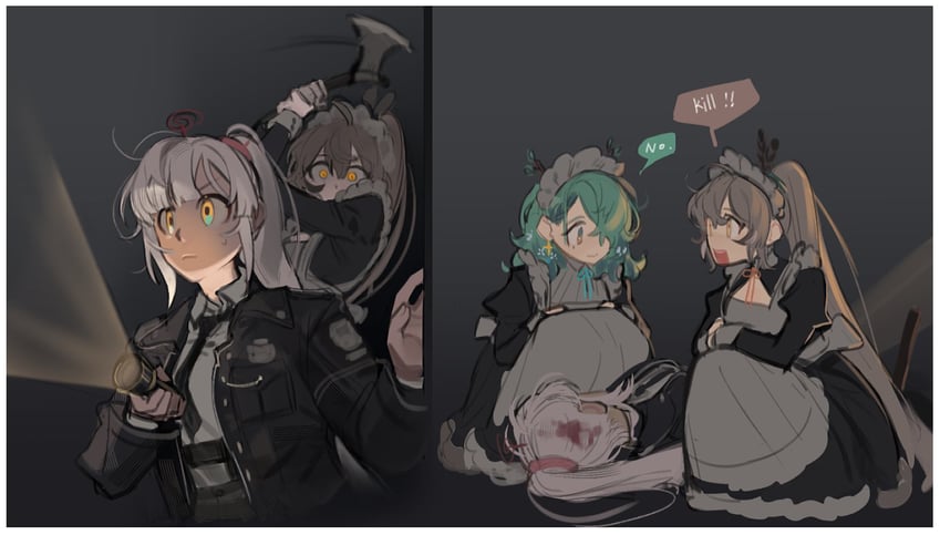 nanashi mumei, ceres fauna, and tsukumo sana (hololive and 1 more) drawn by eus_ing