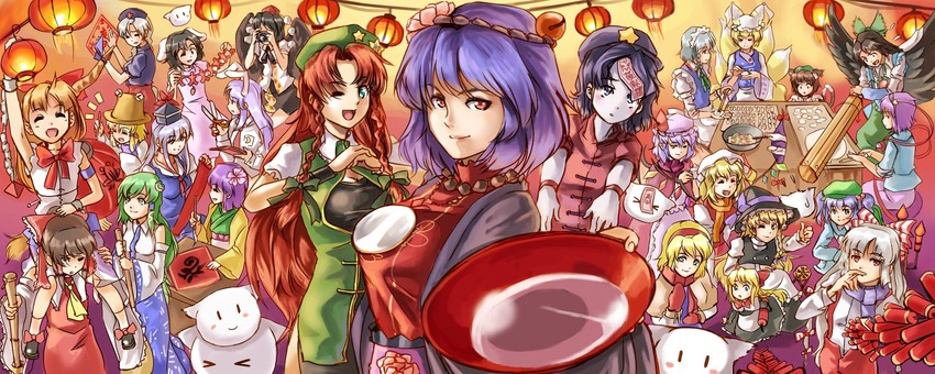 hakurei reimu, kirisame marisa, remilia scarlet, flandre scarlet, izayoi sakuya, and 22 more (touhou) drawn by lleu
