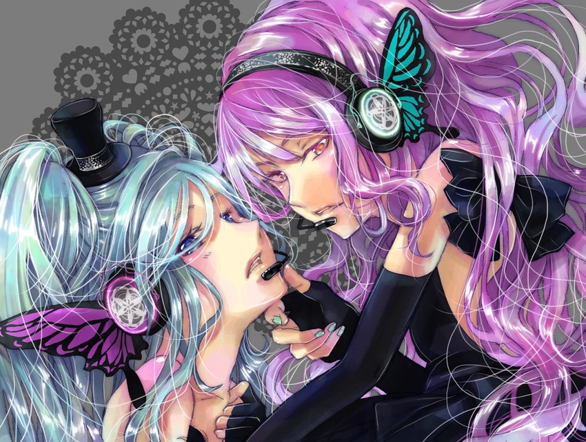 hatsune miku and megurine luka (vocaloid and 1 more) drawn by yukiko_(tesseract)