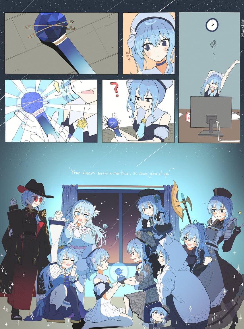 hoshimachi suisei and super idol comet-chan (hololive) drawn by kani02030