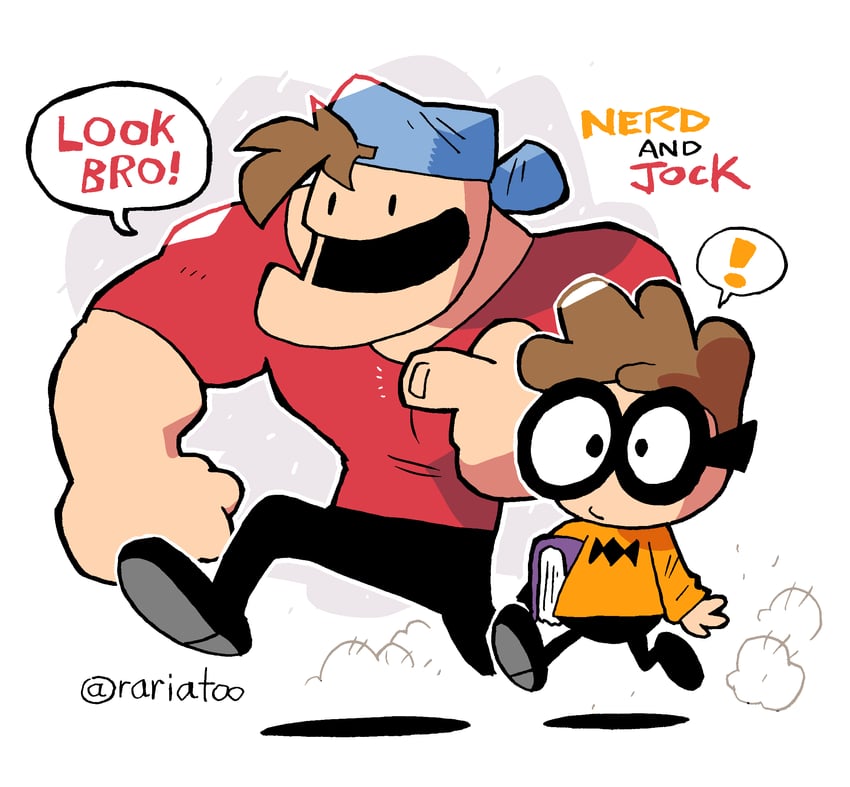 nerd and jock (nerd and jock) drawn by rariatto_(ganguri)