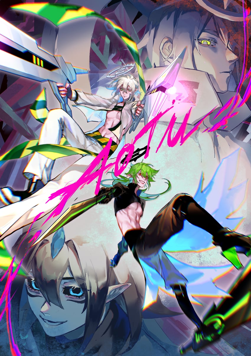 xander, zain, daniel, and elaen (aotu world) drawn by macchiato_bi_guanzhong