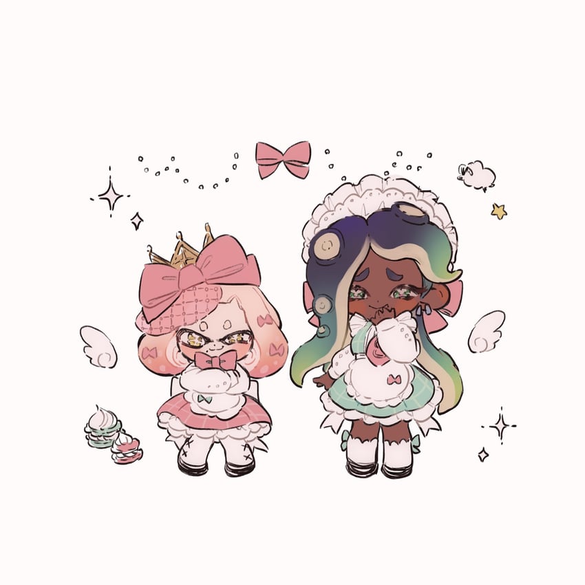 marina and pearl (splatoon and 1 more) drawn by po_(moudameda17)