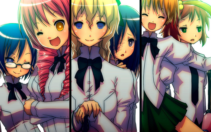 ikezawa hanako, satou lilly, tezuka rin, ibarazaki emi, hakamichi shizune, and 1 more (katawa shoujo) drawn by mike_inel