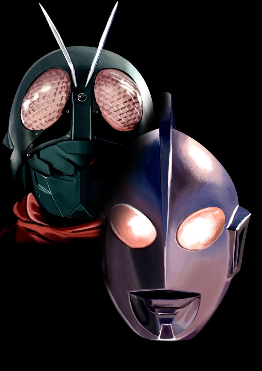 kamen rider 1 and ultraman (kamen rider and 3 more) drawn by 4ze_meteor