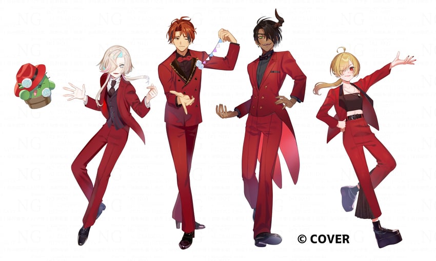 aragami oga, yukoku roberu, and utsugi uyu (holostars) drawn by yokujitsu