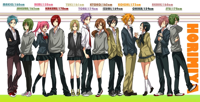 miyamura izumi, hori kyouko, yoshikawa yuki, sengoku kakeru, ayasaki remi, and 7 more (hori-san to miyamura-kun) drawn by kutsushita-kun