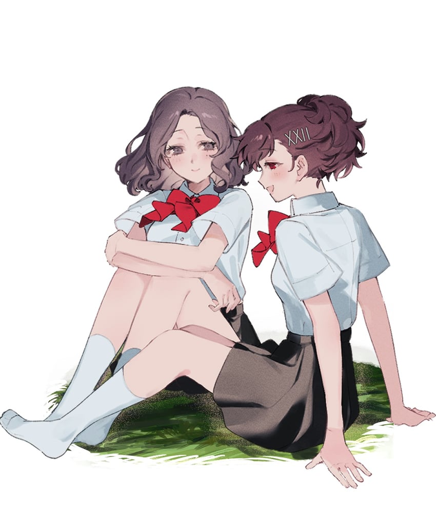 shiomi kotone and hasegawa saori (persona and 2 more) drawn by uxco0